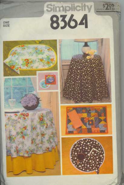 Simplicity Home Decor Placemats Tablecloths sewing pattern