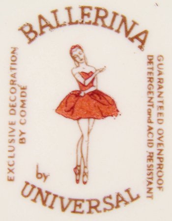 Ballerina by Universal dinnerware mark ovenproof detergent and acid resistant pink rose decal.
