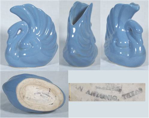 Blue Bird Alamo vase from Texas in white clay.